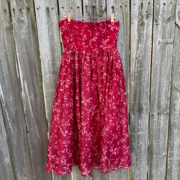 Keepsake Distraction Midi Dress Floral Strapless Cutout Size Medium Sz M US 6 - Picture 5 of 8